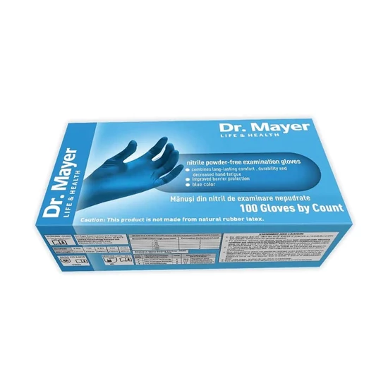 Kesztyű dr. Mayer nitril púdermentes kék S 100db