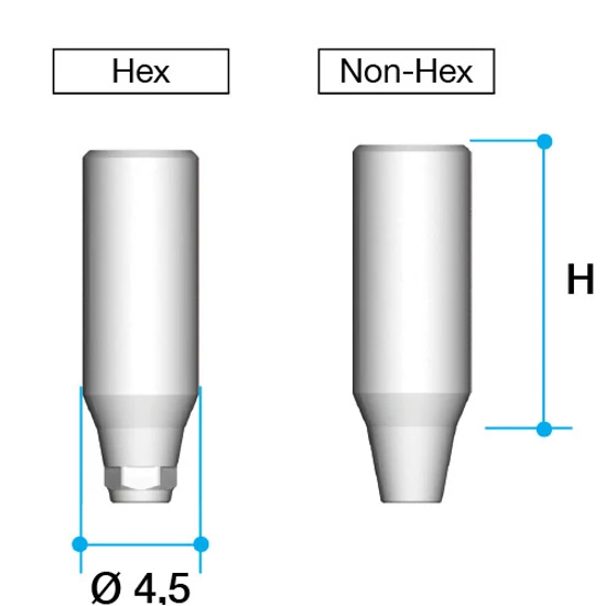 Temporary abutment  Ø4.5/ L=11 / Hex AO