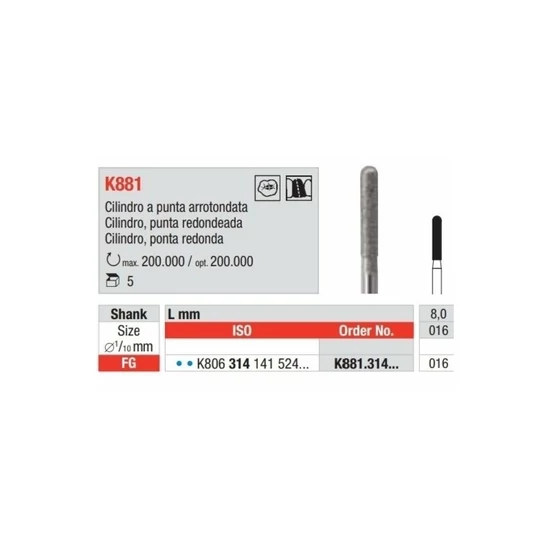 Koronafelvágó K881.314.016 cirkon 5db Edenta