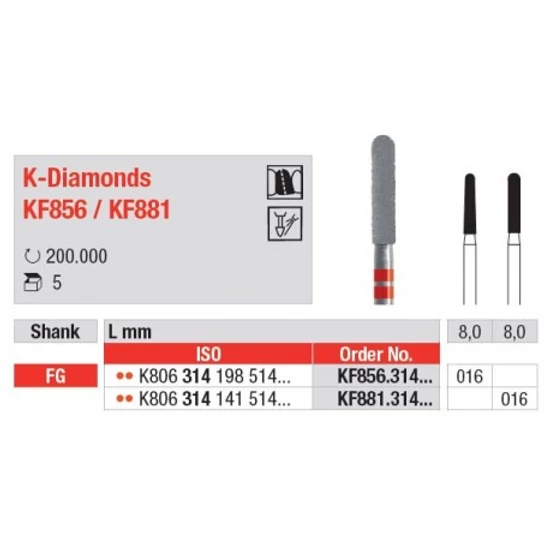 Koronafelvágó diamond KF856.314.016 5db Edenta