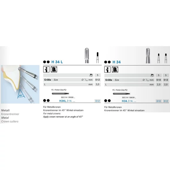 Koronafelvágó carbid H34 012 5db KOMET