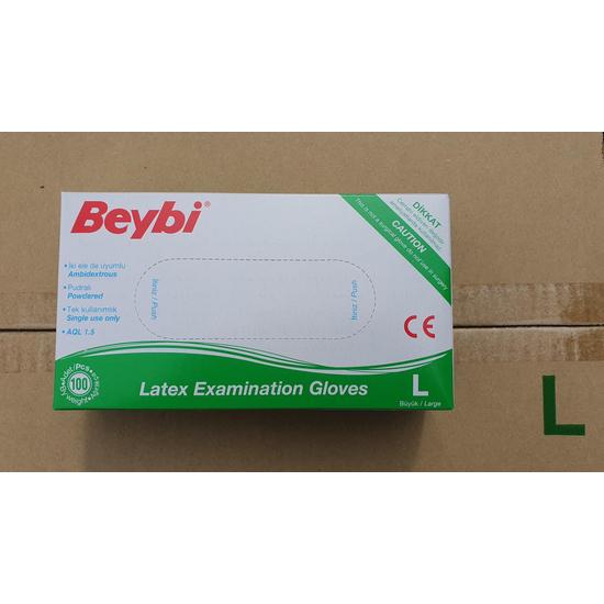 Kesztyű latex púderes L Beybi 100db