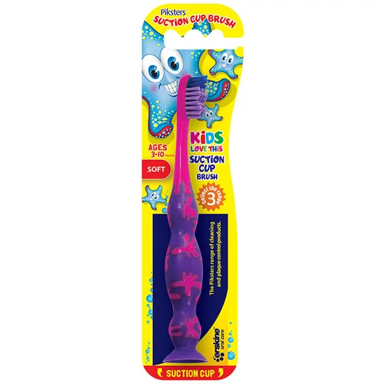 Piksters fogkefe Suction Cup Brush pink/lila (3-10 éves) tap.kor.