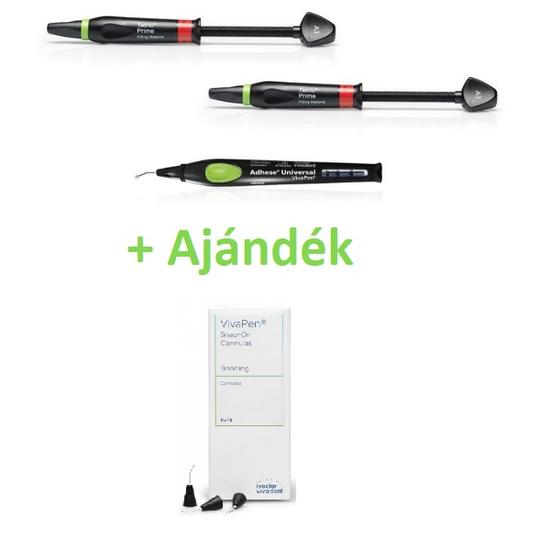 AKCIÓ - Tetric Prime refill 2x3g & Adhese Universal VivaPen Refill 1x2ml & ajándék: VivaPen Snap-On kanül 1x100db