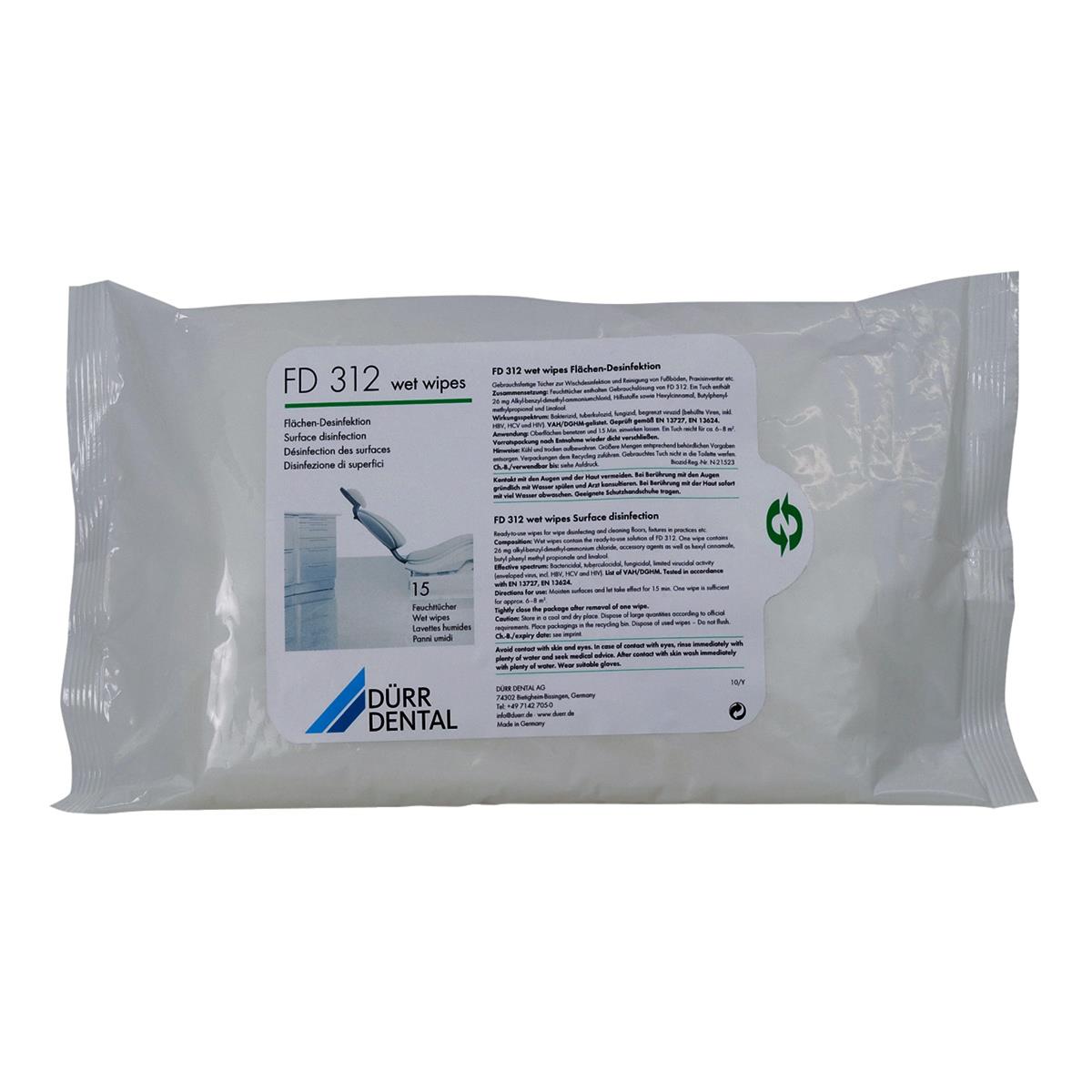 Dürr FD 312 Wet Wipes alkoholmentes 22x42cm 15db/cs.