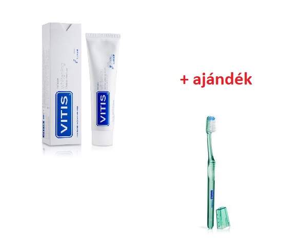 AKCIÓ - VITIS Whitening fogkrém 100ml + ajándék Medium fogkefe