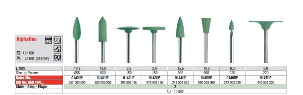 Polírgumi Alphaflex 0142HP szerelt zöld  1db