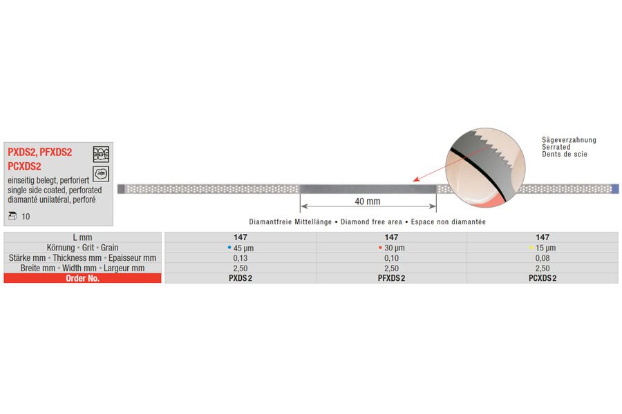 Gyémánt csiszoló PCXDS2 2,50x0,08mm 15my sárga 10db Edenta