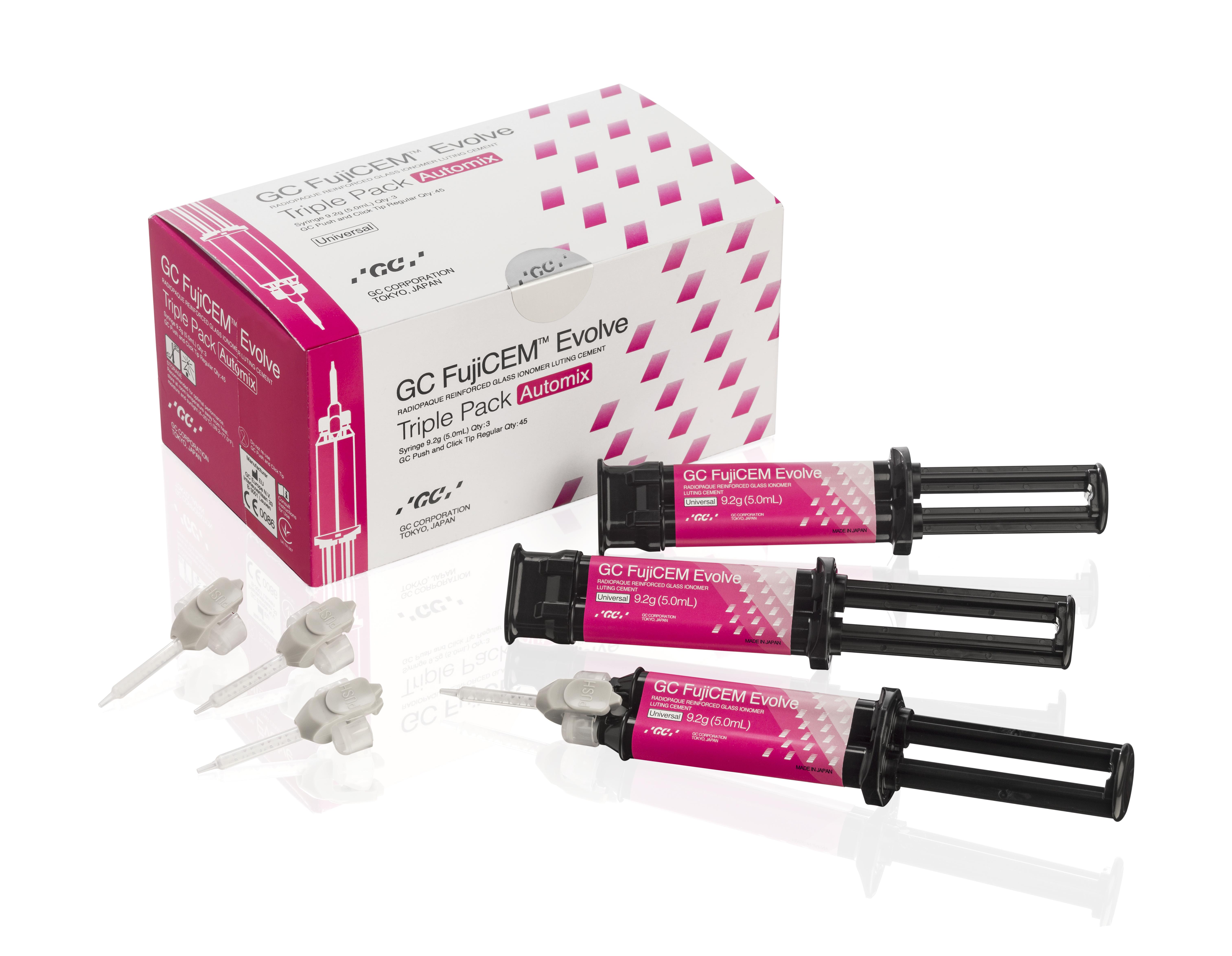 GC FujiCEM Evolve syringe -automix-3x (9.2 g / 5.0 mL)+ 45xPush and Click Tip Regular