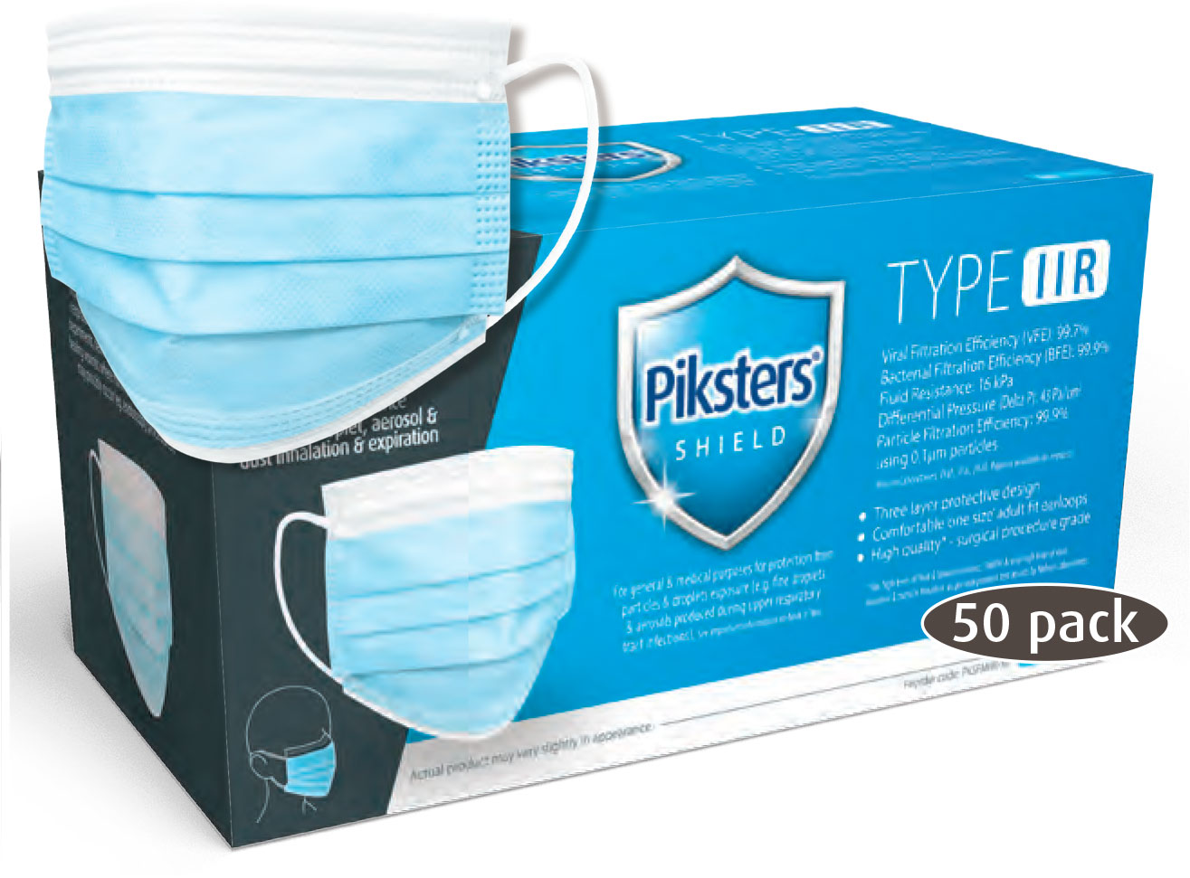 Arcmaszk Piksters IIR gumis kék 50db