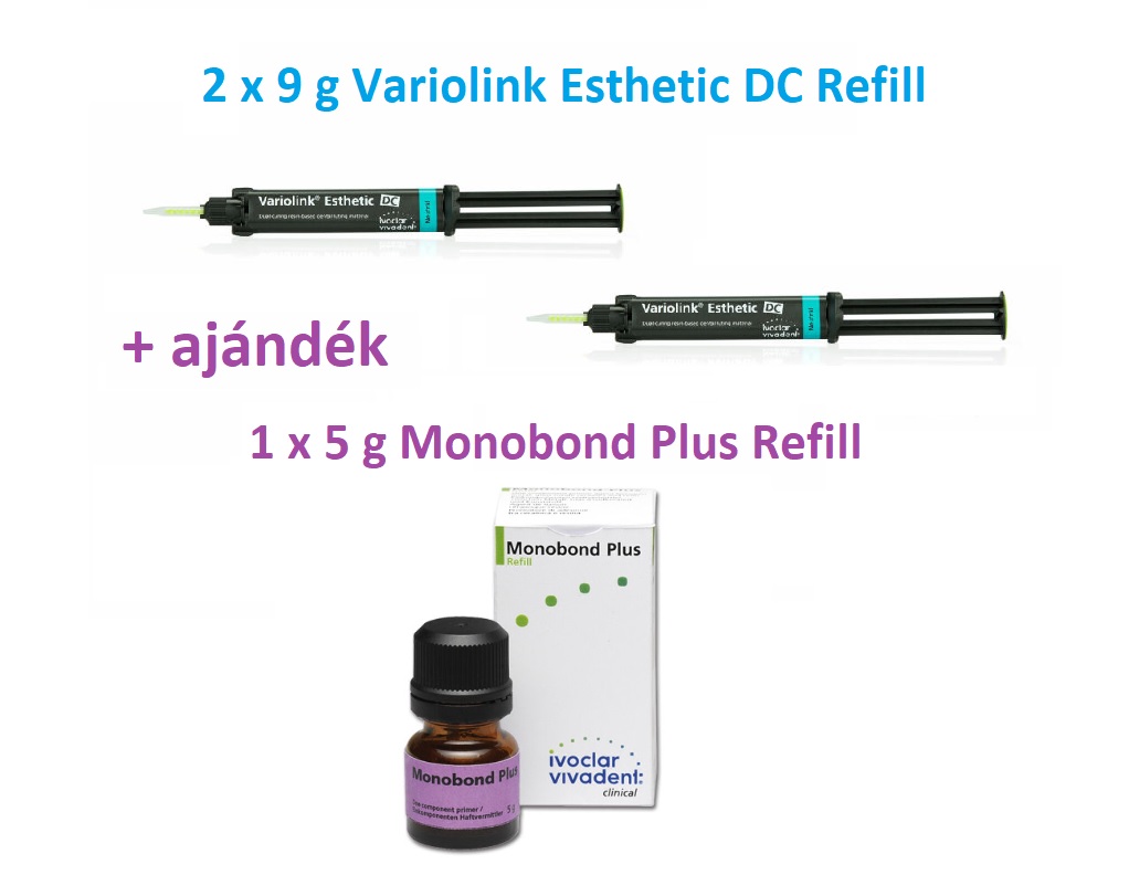 AKCIÓ - Variolink Esthetic DC Refill 2 x 9g + Ajándék Monobond Plus 1 x 5g